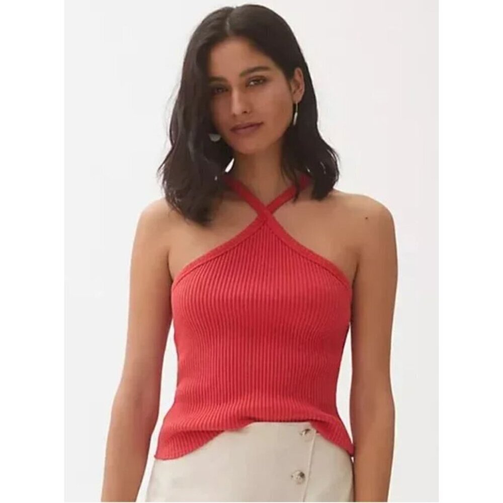 Anthropologie Red Ribbed Tank Top